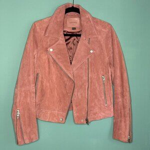 BlankNYC suede moto jacket in coral cedar - Medium